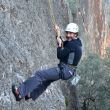 Bajando de las alturas - Tras su primer intento de escalada Guillem baja aliviado.